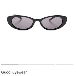 Gg1680s Gucci Black Oval Sunglasses with Burgundy Case